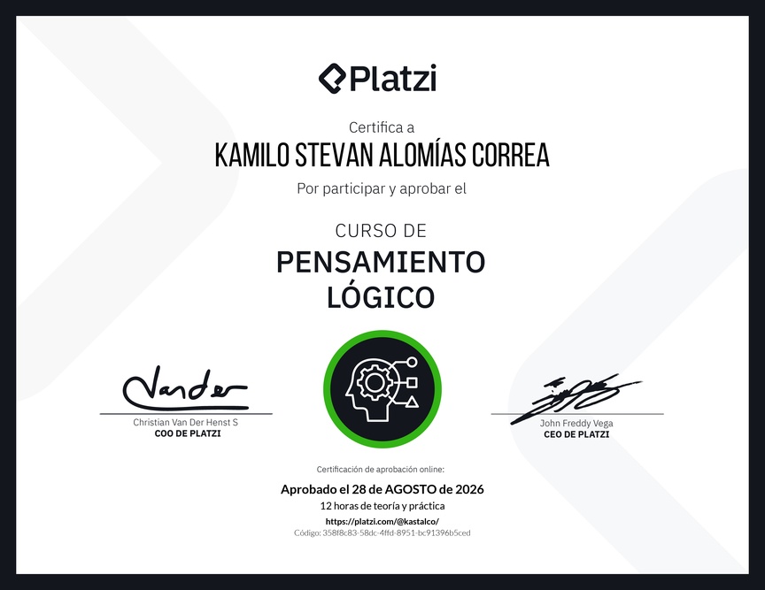 Diploma del Curso de Pensamiento Lógico
