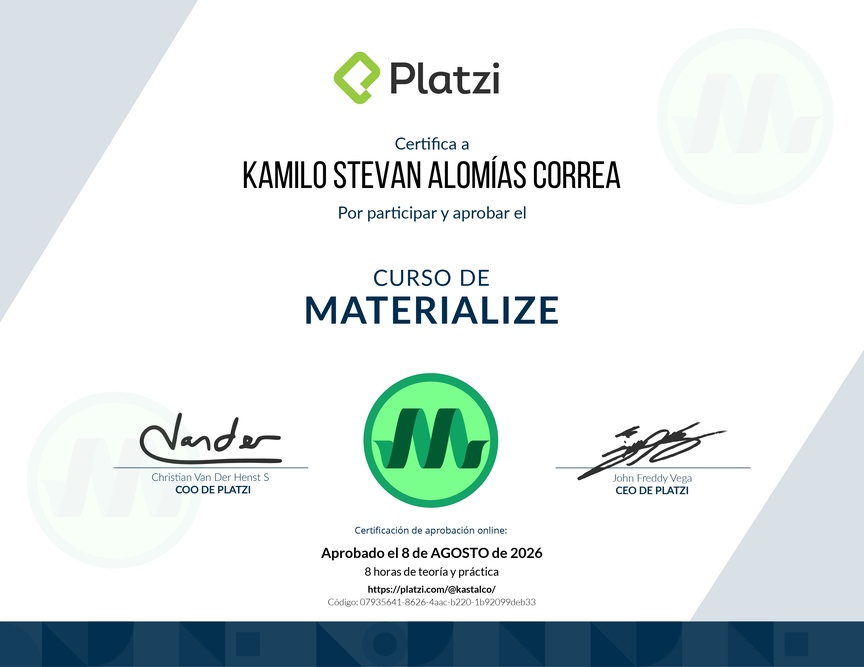 Diploma del Curso de Materialize