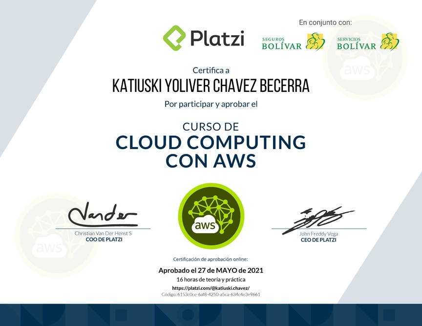 Diploma del Curso Práctico de Cloud Computing con AWS