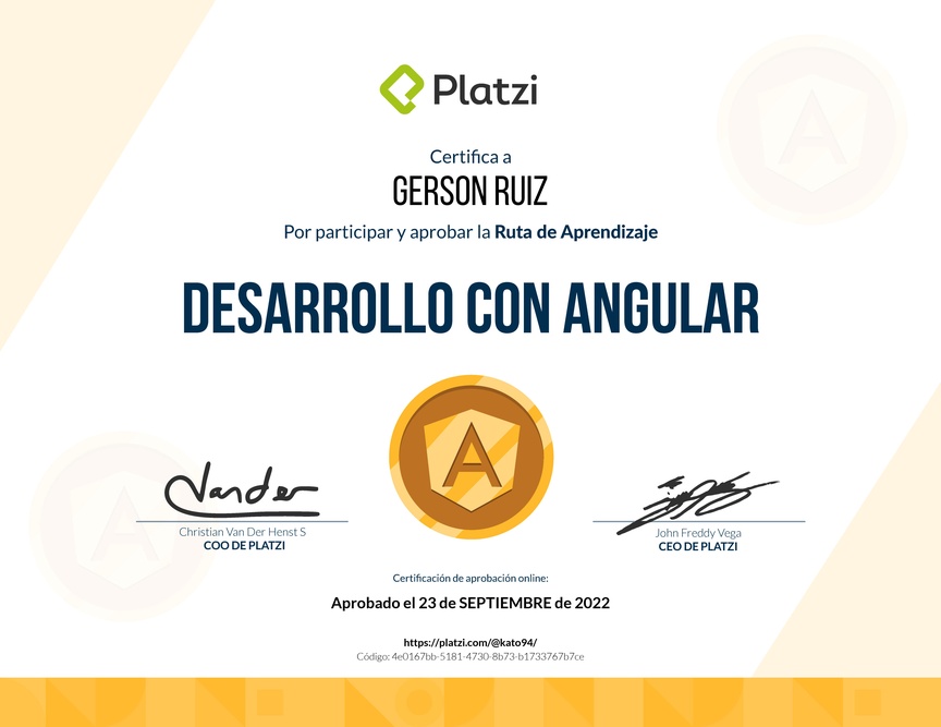 Diploma de la Ruta de Aprendizaje de Frontend a profundidad con Angular