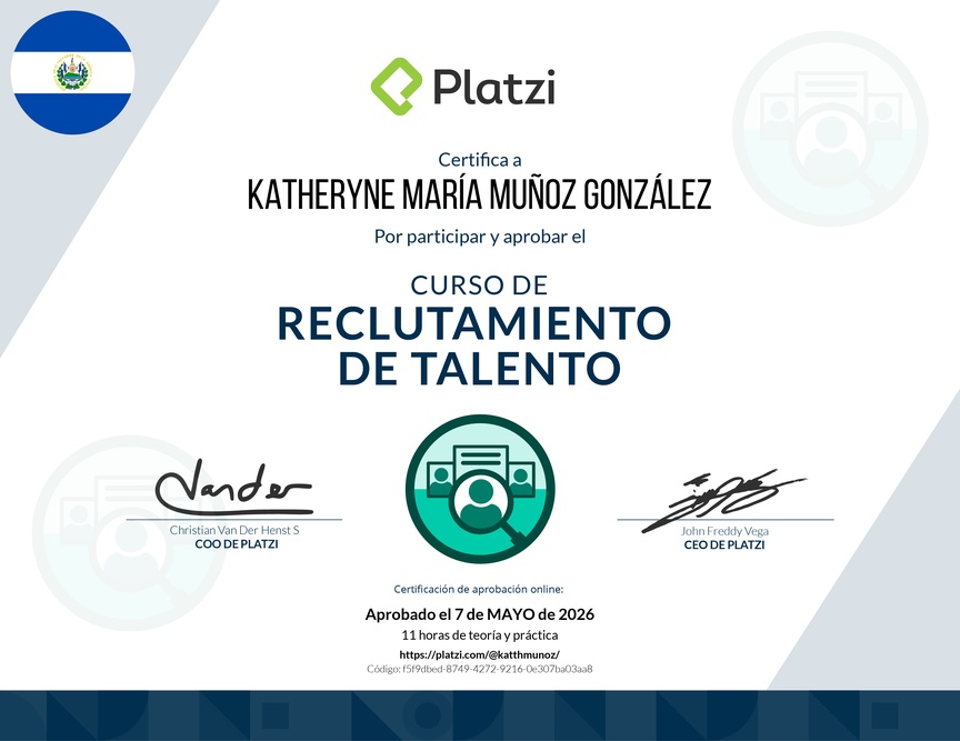 Diploma del Curso de Reclutamiento de Talento