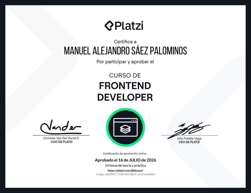 Diploma del Curso de Frontend Developer