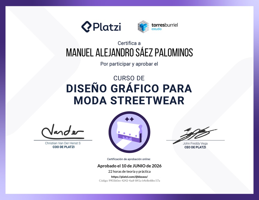 Diploma del Curso de Diseño Gráfico para Moda StreetWear