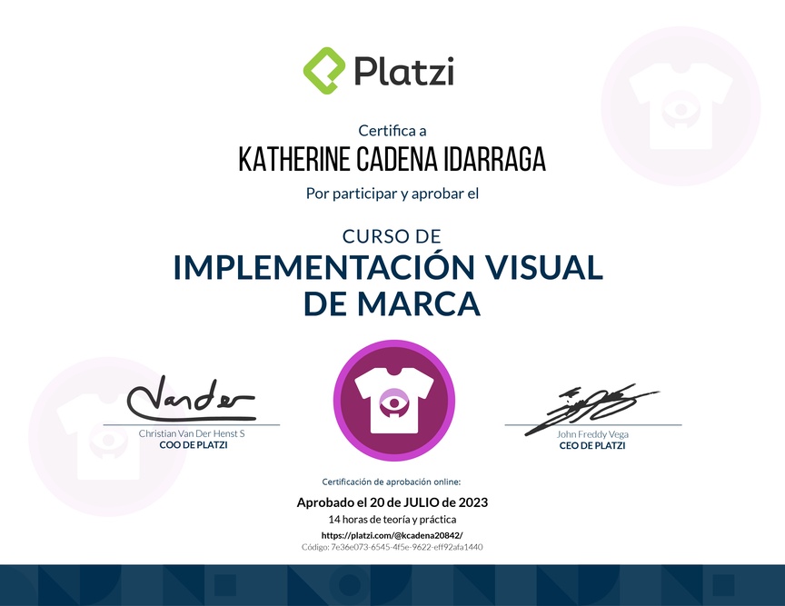 Diploma del Curso de Implementación Visual de Marca