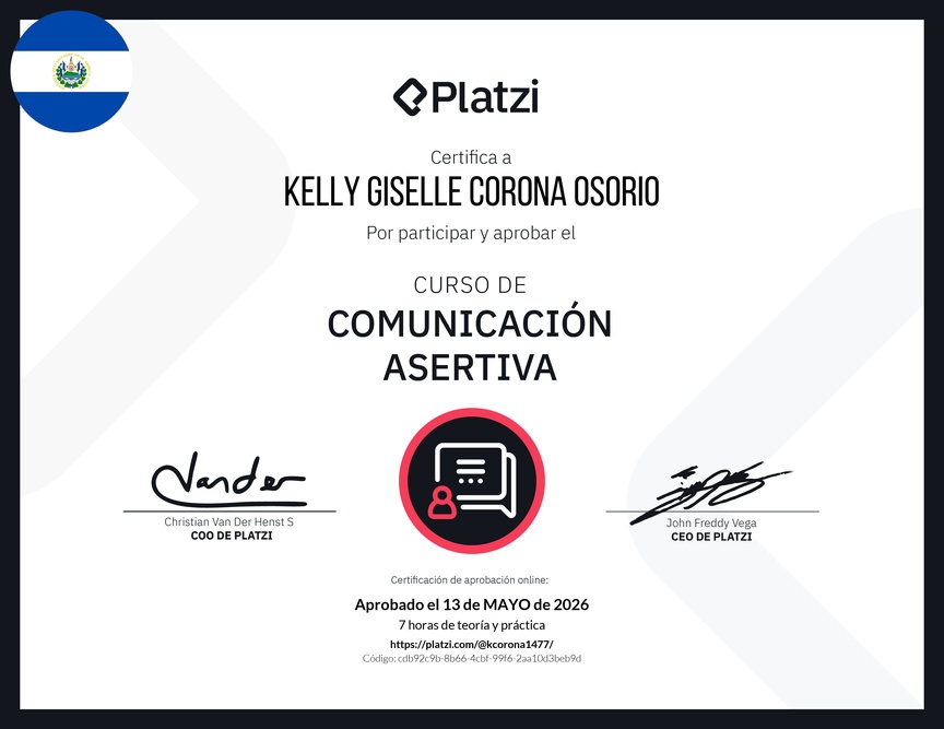Diploma del Curso de Comunicación Asertiva