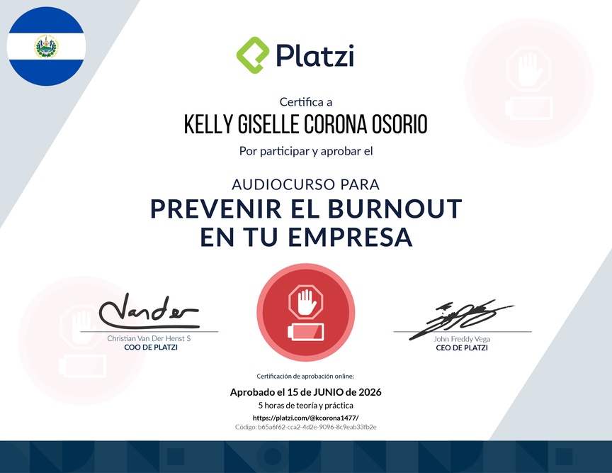 Diploma de Audiocurso para Prevenir el Burnout en tu Empresa