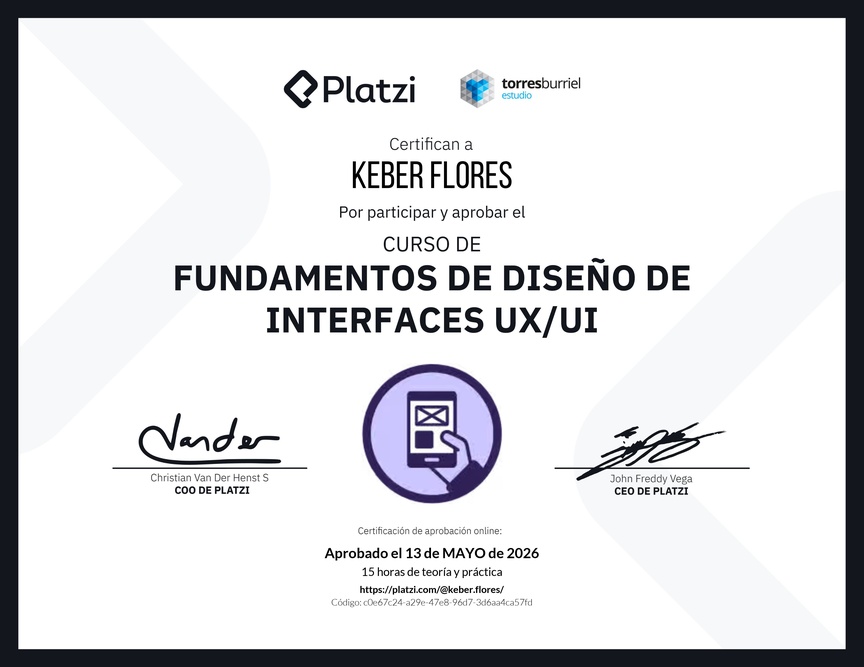 Diploma del Curso de Fundamentos de Diseño de Interfaces UX/UI