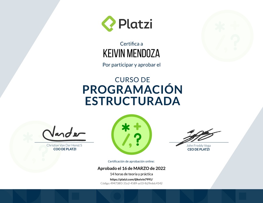 Diploma del Curso de Programación Estructurada