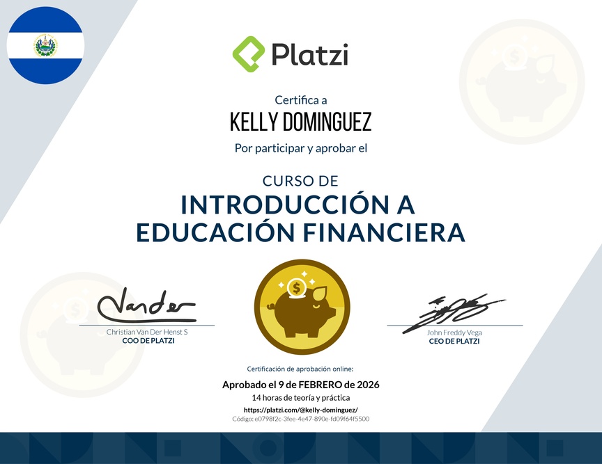 Diploma del Curso de Introducción a Educación Financiera