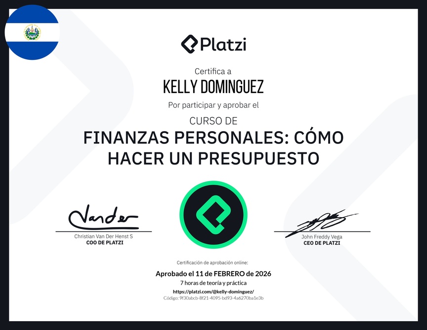Diploma del Curso de Finanzas Personales: Cómo hacer un Presupuesto