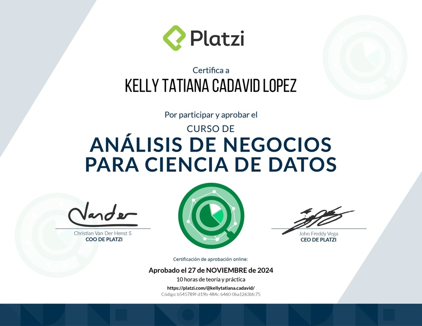 Diploma del Curso de Análisis de Negocios para Ciencia de Datos