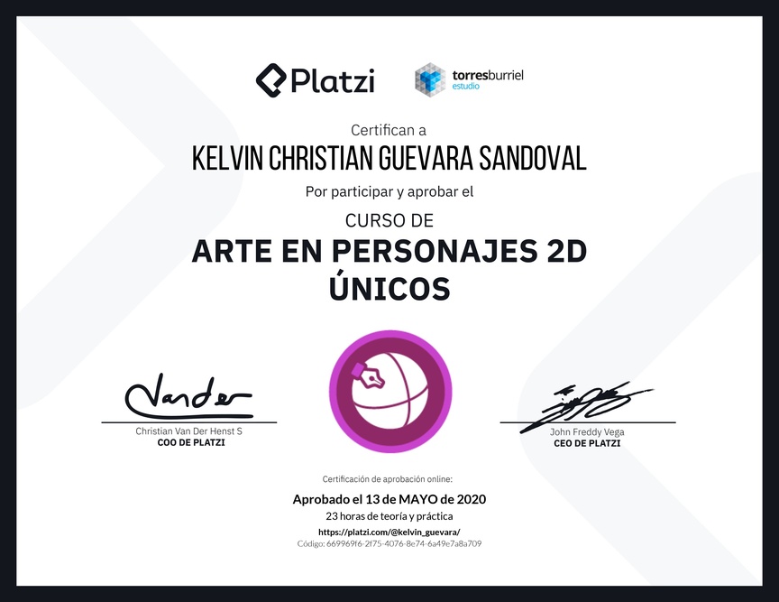 Diploma del Curso de Arte en Personajes 2D Únicos