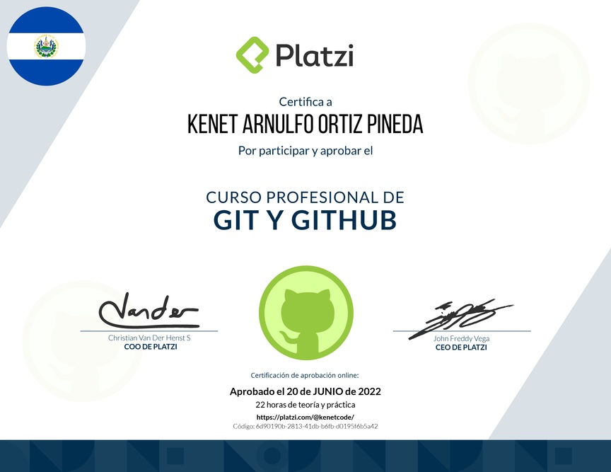 Diploma del Curso Profesional de Git y GitHub