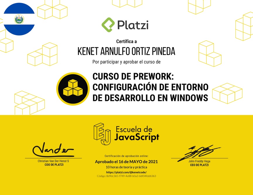 Diploma del Curso de Prework: Configuración de Entorno de Desarrollo en Windows