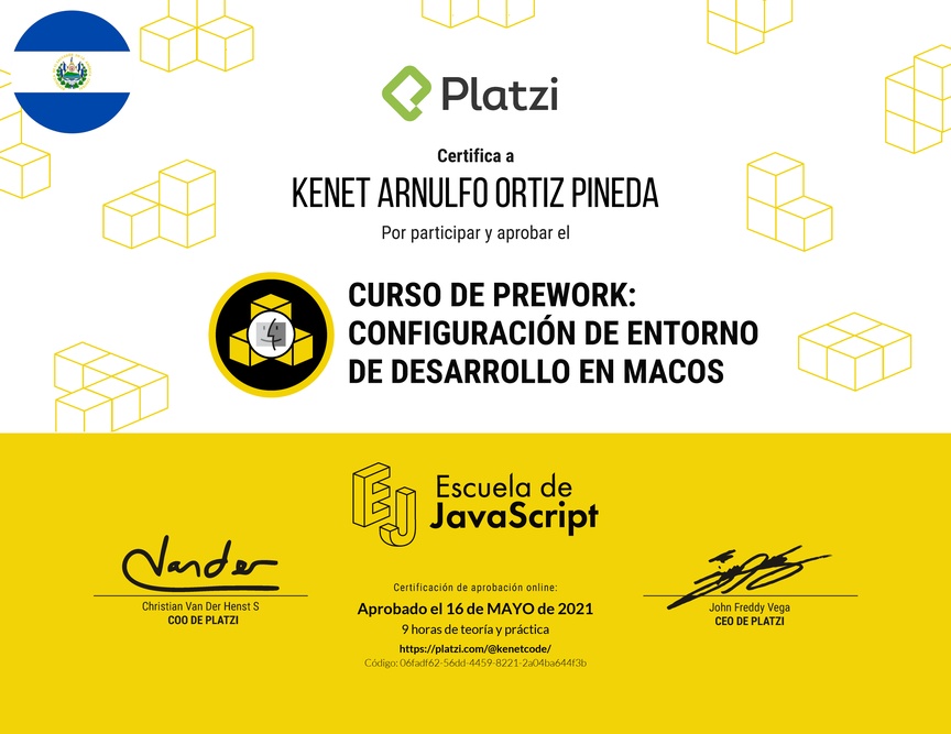 Diploma del Curso de Configuración de Entorno de Desarrollo en macOS