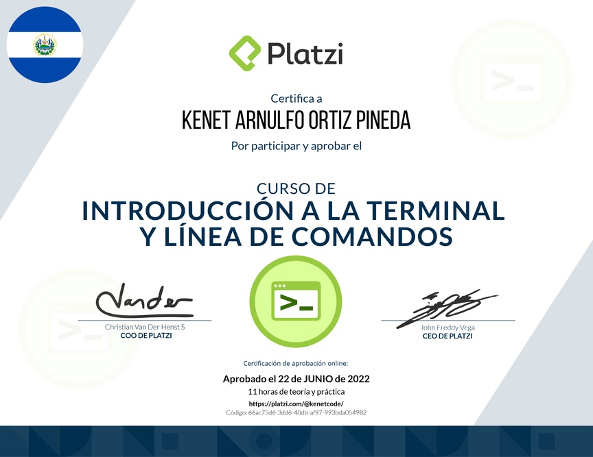 Diploma del Curso de Introducción a la Terminal y Línea de Comandos