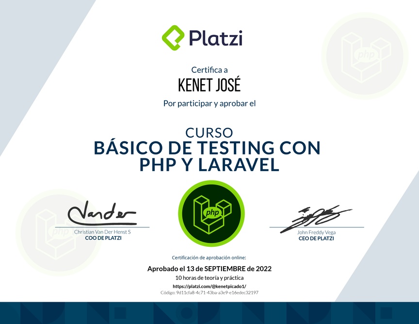 Perfil de @kenetpicado1 en Platzi | Diploma del Curso Básico de Testing ...