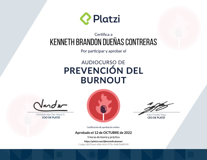 Diploma de Audiocurso de Prevención del Burnout