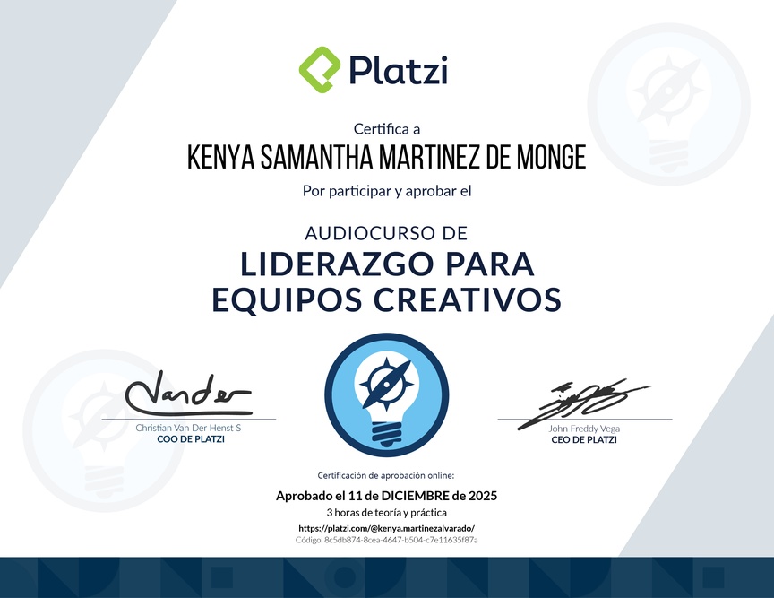 Diploma de Audiocurso de Liderazgo para Equipos Creativos