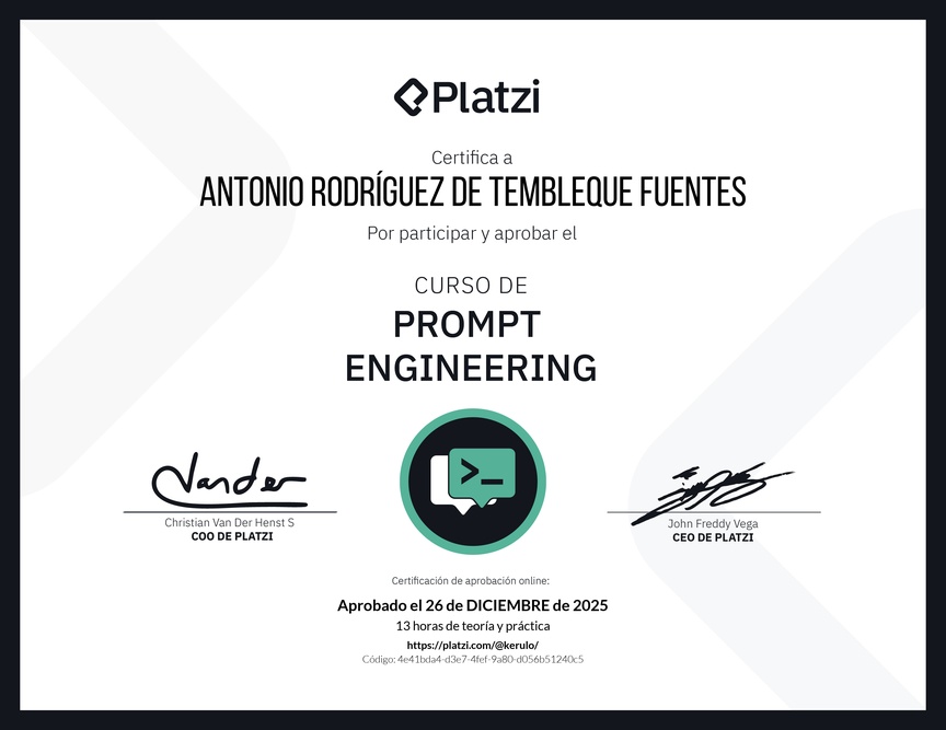 Diploma del Curso de Prompt Engineering