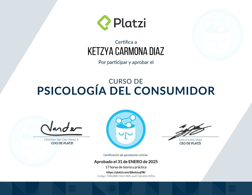 Diploma del Curso de Psicología del Consumidor