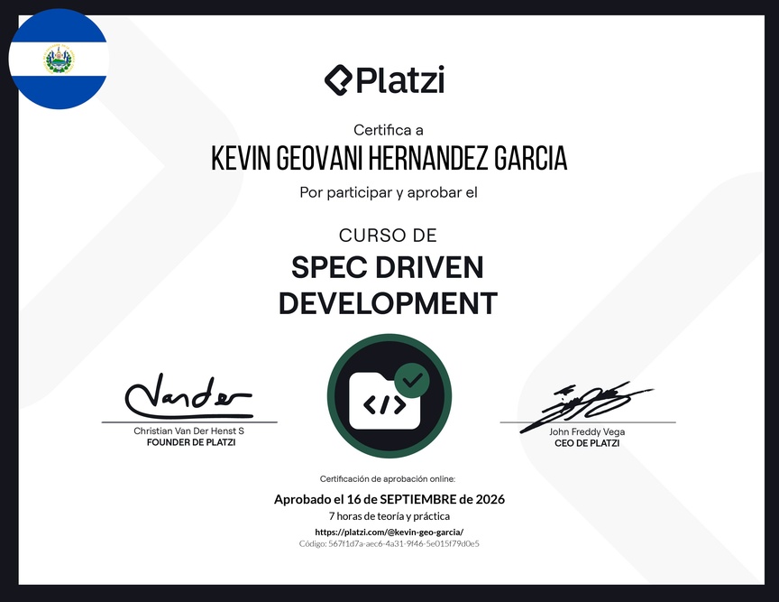 Diploma del Curso de Spec Driven Development