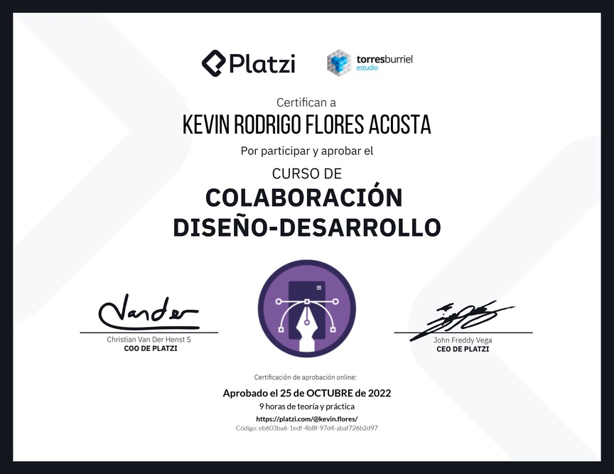 Diploma del Curso de Colaboración Diseño-Desarrollo