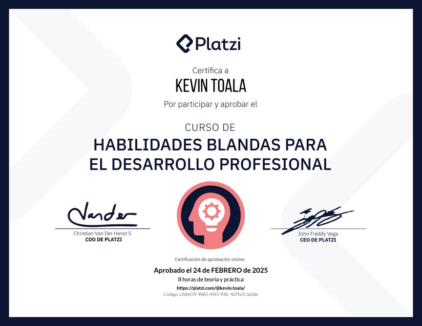Diploma del Curso de Habilidades Blandas para el Desarrollo Profesional