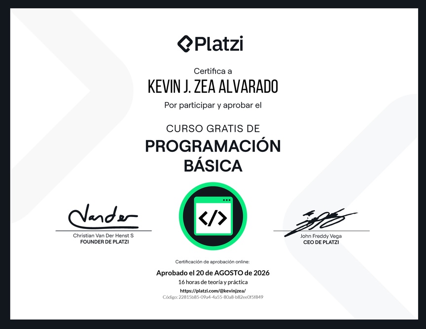 Diploma del Curso Gratis de Programación Básica