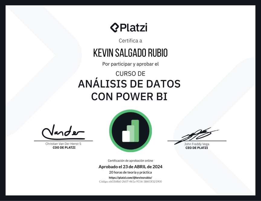 Diploma del Curso de Análisis de Datos con Power BI