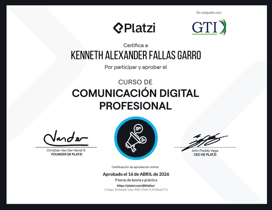 Diploma del Curso de Comunicación Digital Profesional