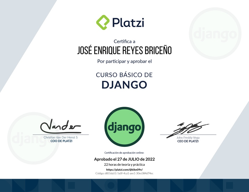 Diploma del Curso Básico de Django