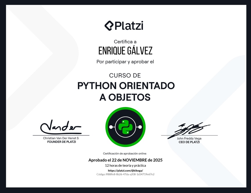 Diploma del Curso de Python Orientado a Objetos