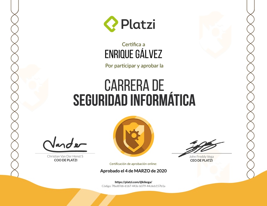 Diploma de la Ruta de Aprendizaje de Seguridad Informática