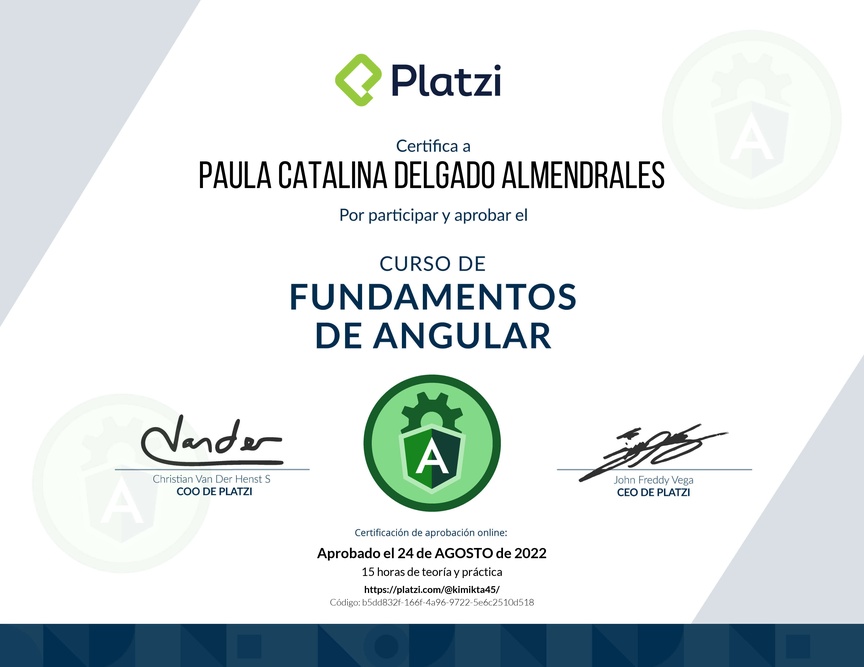 Diploma del Curso de Fundamentos de Angular