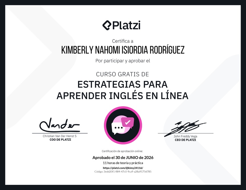 Diploma del Curso Gratis de Estrategias para Aprender Inglés en Línea
