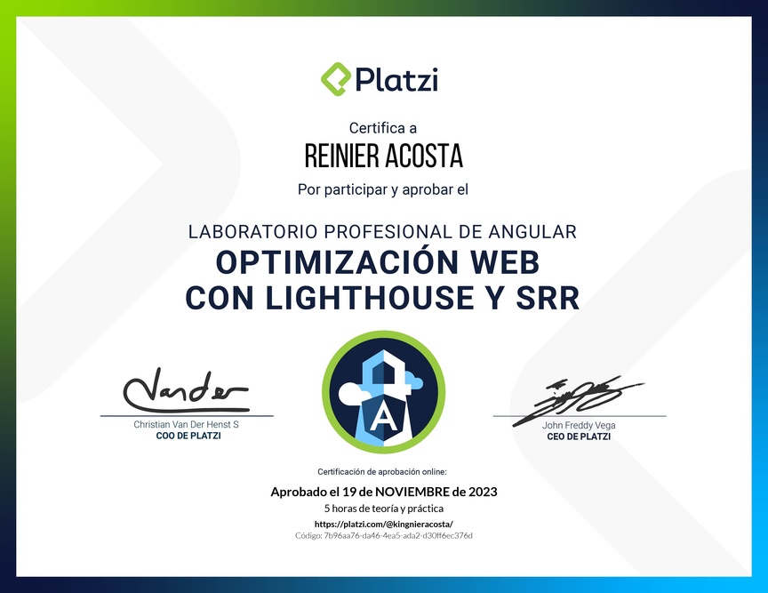 Diploma de Laboratorio de Angular: Optimización Web con Lighthouse y SSR