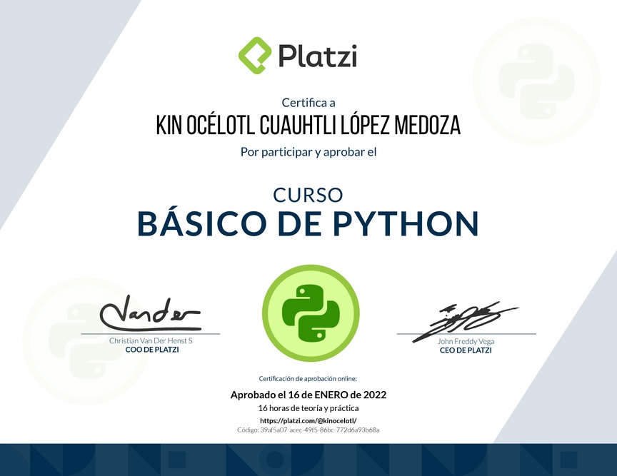 Diploma del Curso Básico de Python