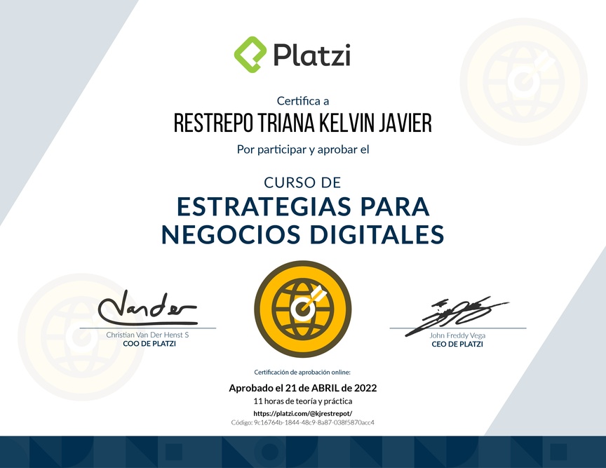 Diploma del Curso de Estrategias para Negocios Digitales