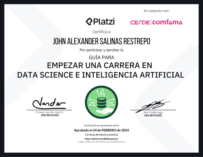 Diploma de Guía para Empezar una Carrera en Data Science e Inteligencia Artificial