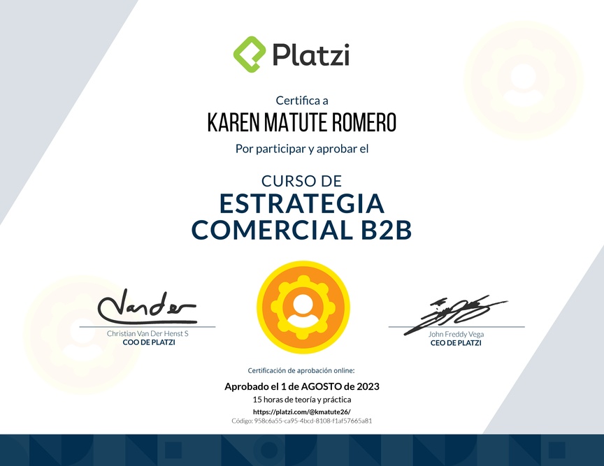 Diploma del Curso de Estrategia Comercial B2B