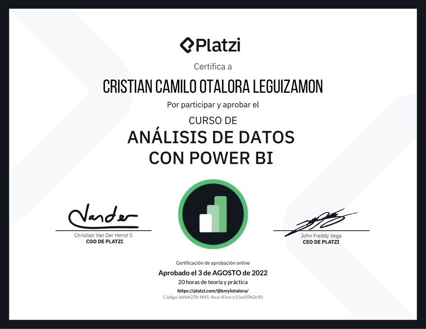 Diploma del Curso de Análisis de Datos con Power BI