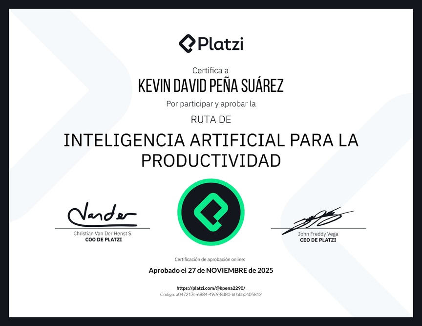Diploma de la Ruta de Aprendizaje de Inteligencia Artificial para la Productividad