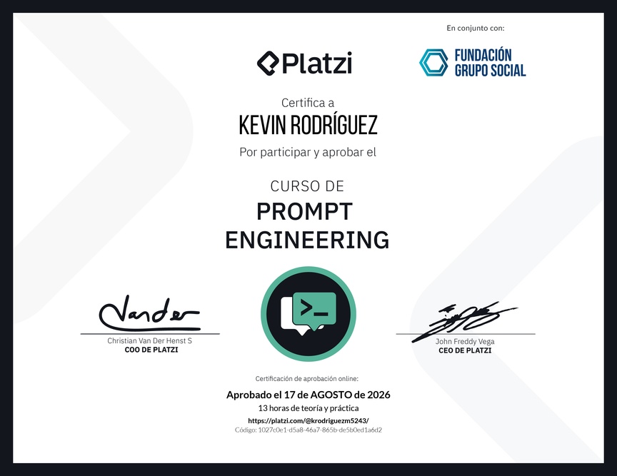 Diploma del Curso de Prompt Engineering