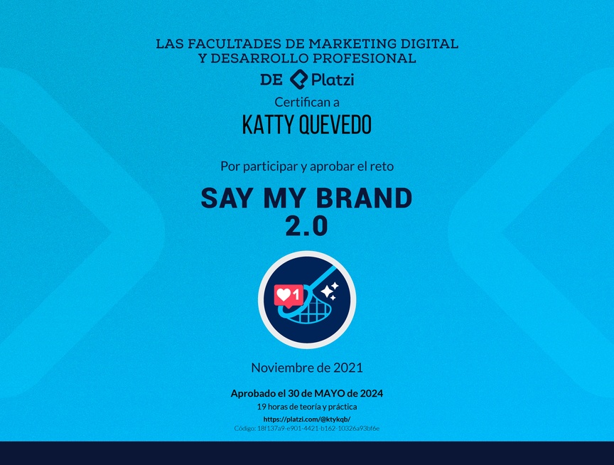 Diploma de SayMyBrand: Reto de Marca Personal