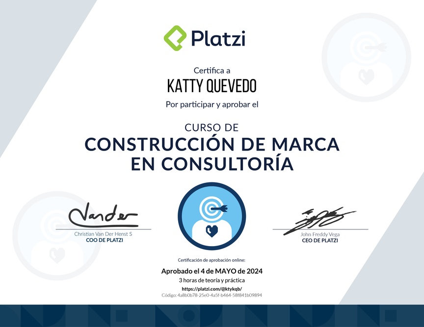 Diploma del Curso de Construcción de Marca en Consultoría