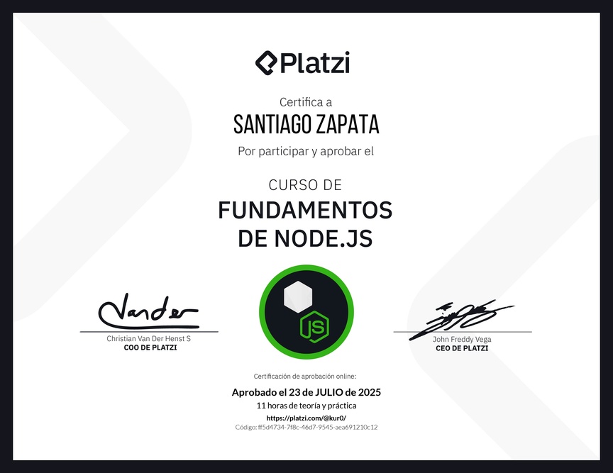 Diploma del Curso de Fundamentos de Node.js