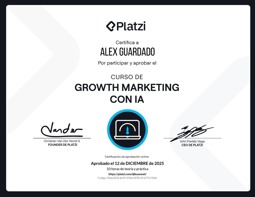 Diploma del Curso de Growth Marketing con Inteligencia Artificial