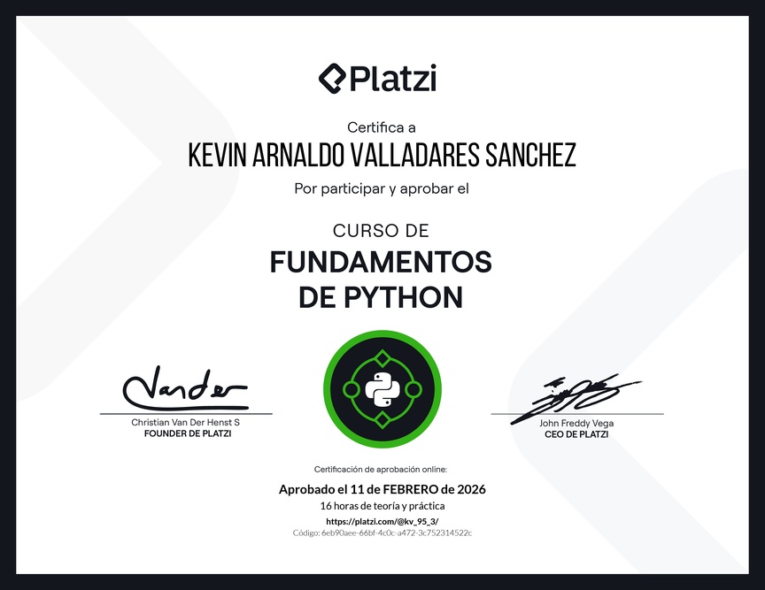 Diploma del Curso de Fundamentos de Python