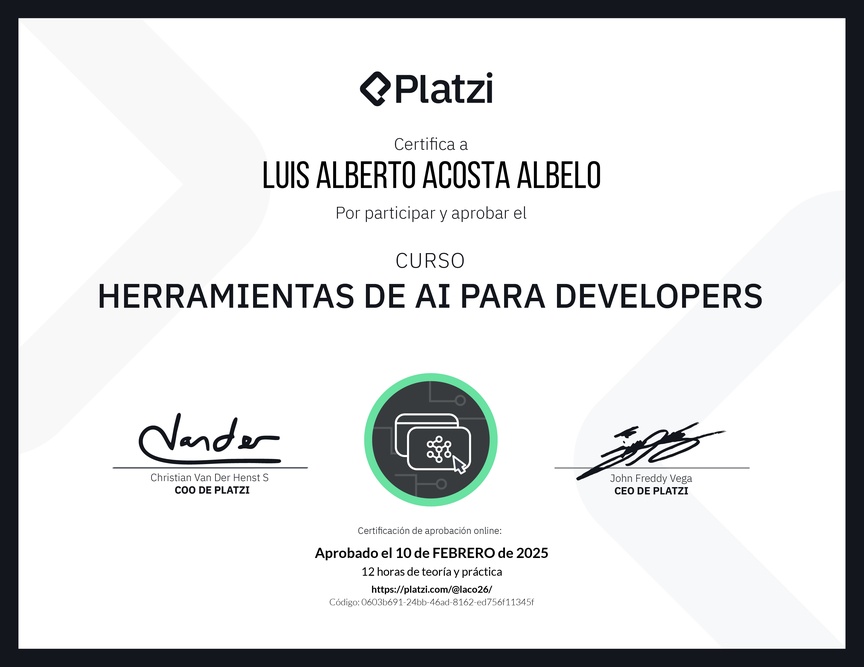 Diploma del Curso de Herramientas de AI para Devs